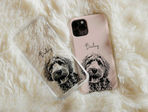 Black And White Pet Portrait Phone Case – Custom Dog Artwork