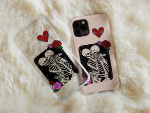 Skeleton Lovers Phone Case – Gothic Romance Rose Phone Cover