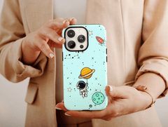 Cute Astronaut Phone Case – Cartoon Space & Colorful Galaxy Design