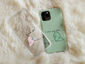 Cute Dinosaurs Phone Case – Matching Couple “I Miss You”