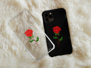 Simple Rose Phone Case – Single Red Rose Minimalist Floral Design