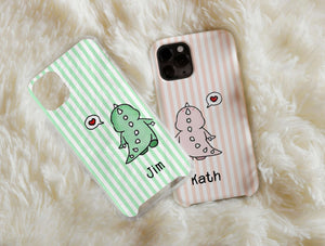 Dinosaur Couple Phone Case – Personalized Cute Dinosaur Love Design