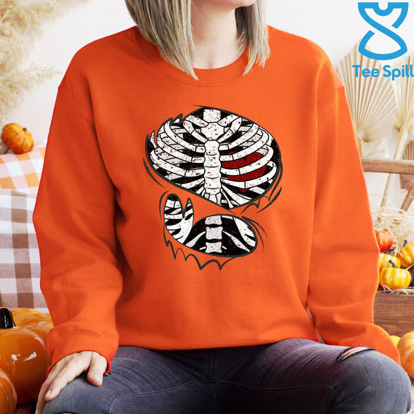 Skeleton Rib Cage Sweatshirt – Gothic Halloween Crewneck