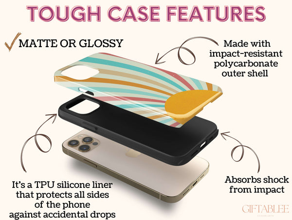Retro Sun Print Phone Case – Vintage Sunburst Design