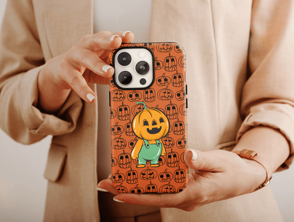 Cute Halloween Phone Case – Pumpkin Character & Jack O'Lantern