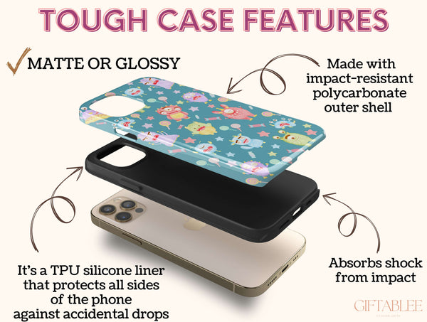 Pastel Monster Phone Case – Cute Kawaii Cartoon Monster Pattern