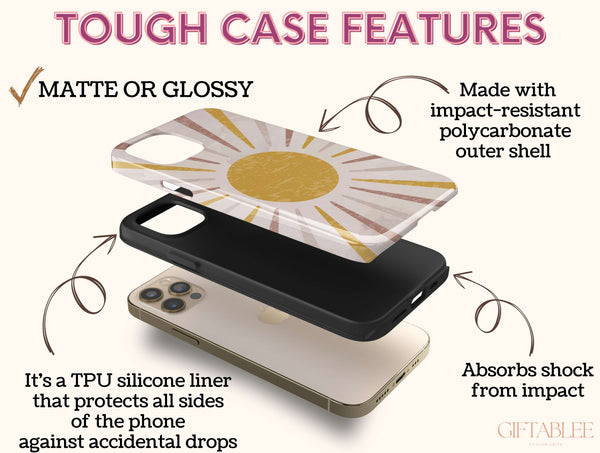 Aesthetic Sun Phone Case – Minimalist Boho Sunshine Design