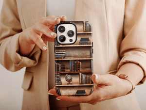 Bookshelves Phone Case – Vintage Book Lover