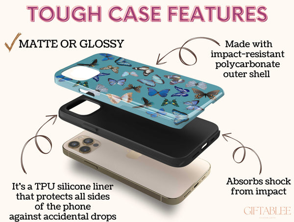 Aesthetic Blue Butterfly Phone Case – Vibrant Nature Design