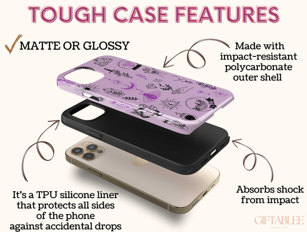 Esoteric Witch Phone Case – Mystical Crystal & Moon Pattern