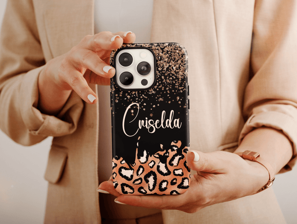 Glitter Leopard Phone Case – Personalized Glam Animal Print