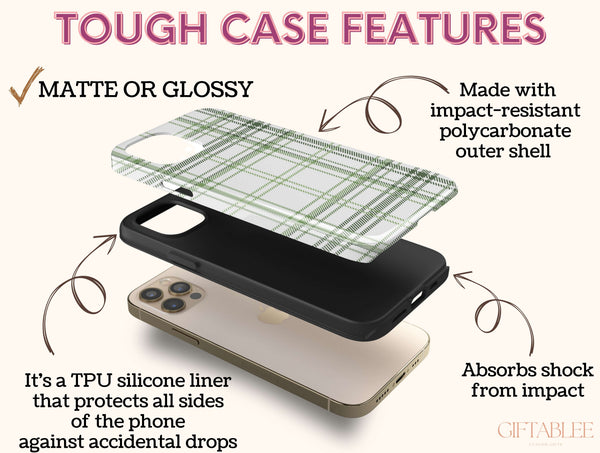 Green Plaid Phone Case – Classic Preppy Tartan Style