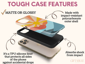 Abstract Retro Sunset Phone Case – Vintage Mountain Adventure