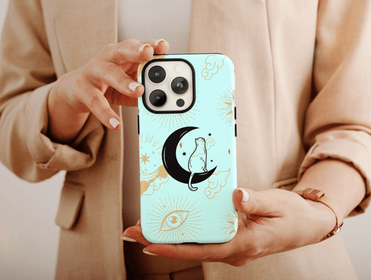 Celestial Cats Phone Case, Couple Phone Case For Couples’ Matching Phone Cases Anniversary Gift, Couple Cat Case, Custom Cases For Couples