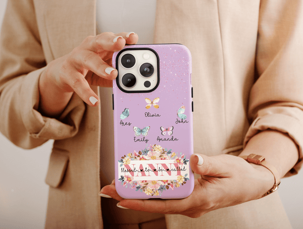 Blessed To Be Called Nanny Phone Case – Personalized Floral & Butterfly Design