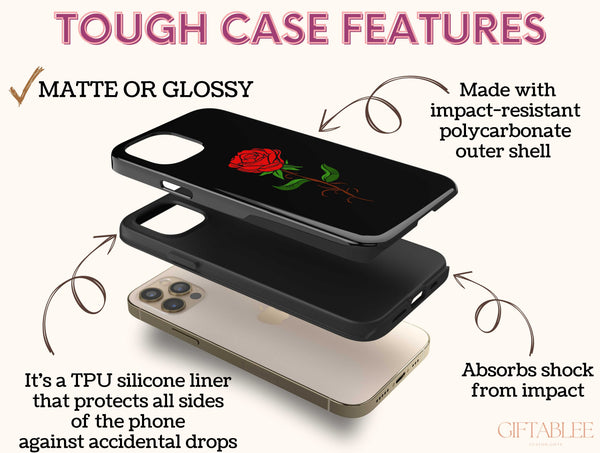 Simple Rose Phone Case – Single Red Rose Minimalist Floral Design