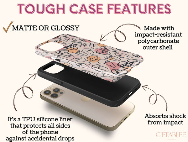 Abstract Face Art Phone Case – Quirky Minimalist Line Art