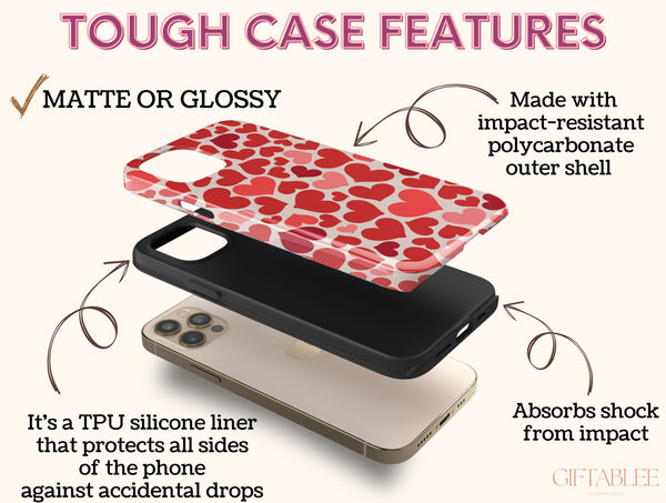 Red Hearts Phone Case – Cute Romantic Heart Pattern Design