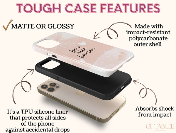 Be A Nice Human Phone Case – Pink Kindness Quote