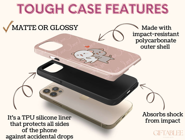 Couple Cats Phone Case – Cute Kawaii Cuddling Cat Couple Design