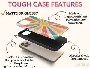 Boho Sun Rays Phone Case – Retro Mid Century Sunshine Design