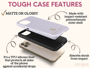 Gingham Phone Case – Personalized Monogram & Pastel Checkered Design