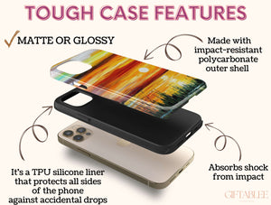 Sunset Painting Print Phone Case – Golden Lake Landscape Art