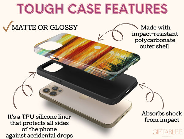 Sunset Painting Print Phone Case – Golden Lake Landscape Art