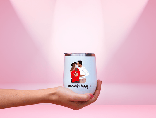 Custom Cartoon Wine Tumbler, Faceless Portrait Custom Wine Tumbler For Men And Women Christmas Gift, Custom Photo Tumbler For Him Or Her