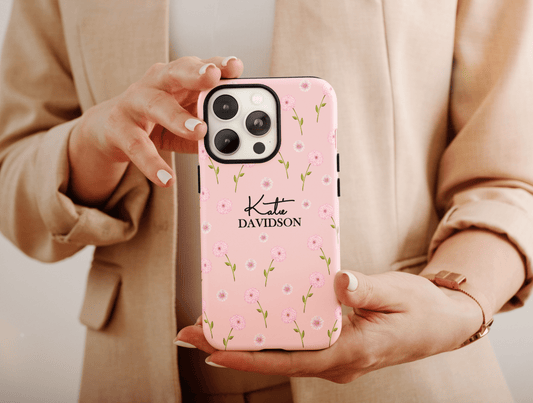 Birth Flower Print Phone Case, Birth Month Flower Phone Case For Women’s Birthday Gift, Floral Case, Personalized Floral Name Case For Her
