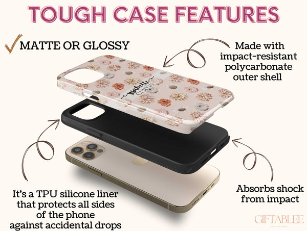 Custom Floral Name Phone Case – Personalized Botanical Flower Design