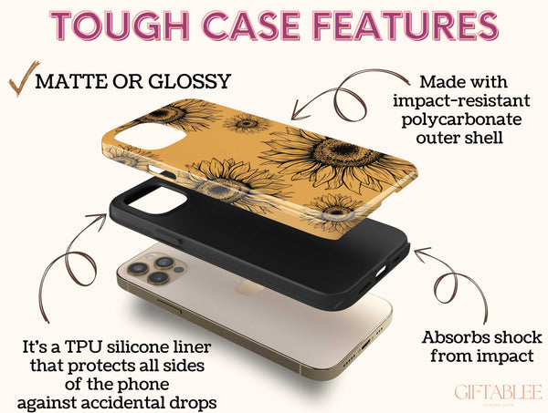 Sunflower Petals Drawing Phone Case – Rustic Floral Beauty
