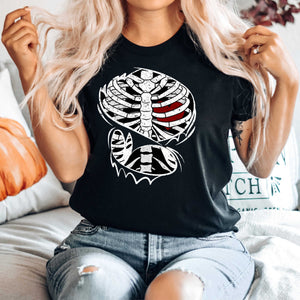 Skeleton Rib Cage Shirt – Gothic Halloween Graphic Tee