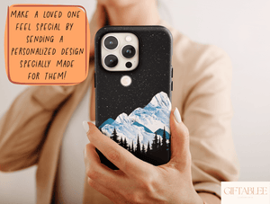 Mountain Night Sky Phone Case – Snowy Peaks & Full Moon Landscape