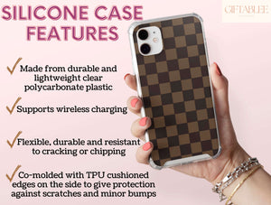 Retro Checker Phone Case – Timeless Neutral Geometric Style