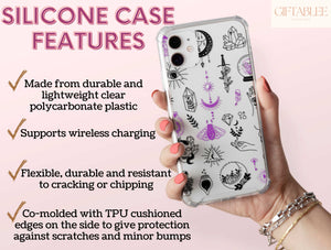 Esoteric Witch Phone Case – Mystical Crystal & Moon Pattern