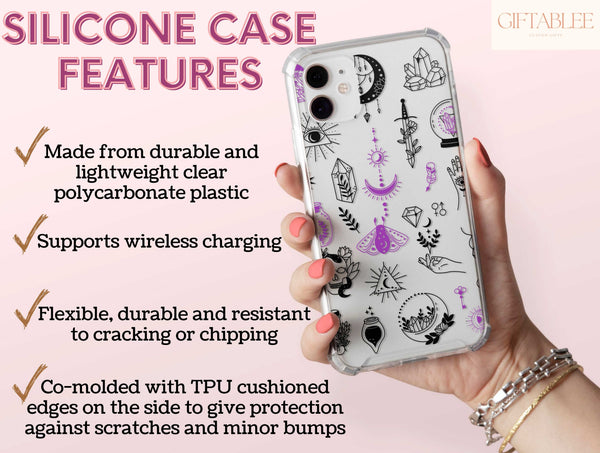 Esoteric Witch Phone Case – Mystical Crystal & Moon Pattern
