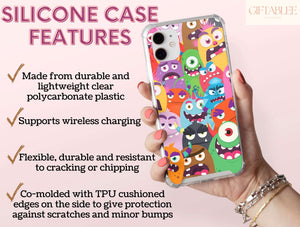 Doodle Monster Phone Case – Cute Cartoon Monster Pattern & Fun Kawaii Design