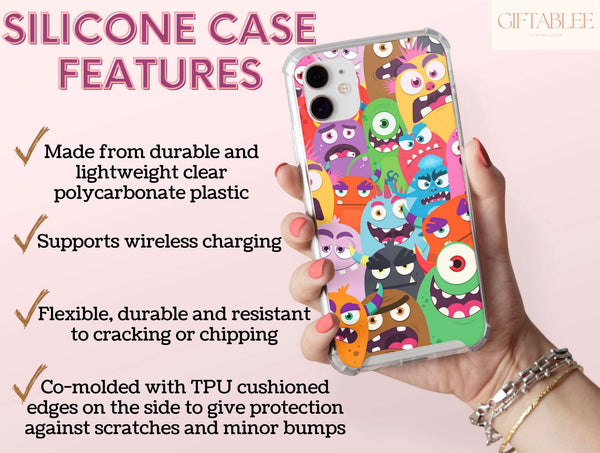 Doodle Monster Phone Case – Cute Cartoon Monster Pattern & Fun Kawaii Design