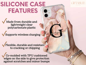 Marble Name Phone Case – Personalized Initial & Gold Accent Design