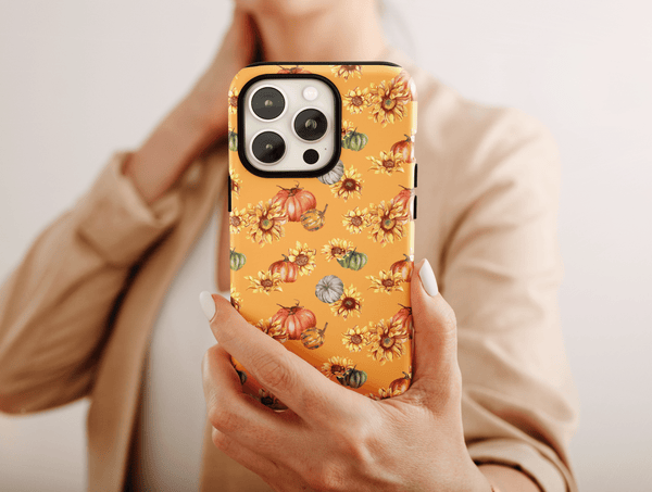 Autumn Pumpkin Phone Case – Sunflower & Harvest Fall Pattern