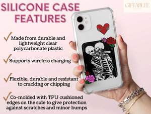 Skeleton Lovers Phone Case – Gothic Romance Rose Phone Cover