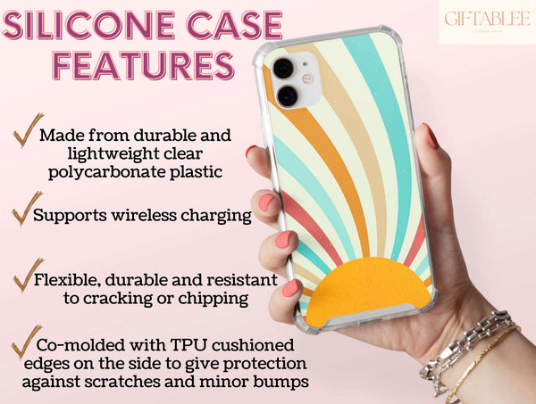 Retro Sun Print Phone Case – Vintage Sunburst Design