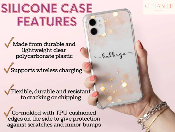 Bokeh Effect With Name Phone Case – Personalized Sparkle & Heart Design