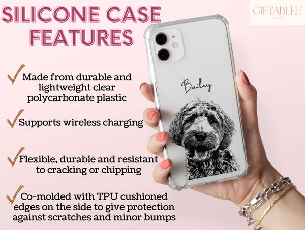 Black And White Pet Portrait Phone Case – Custom Dog Artwork