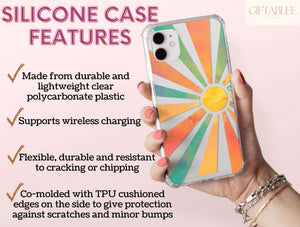 Boho Sun Rays Phone Case – Retro Mid Century Sunshine Design