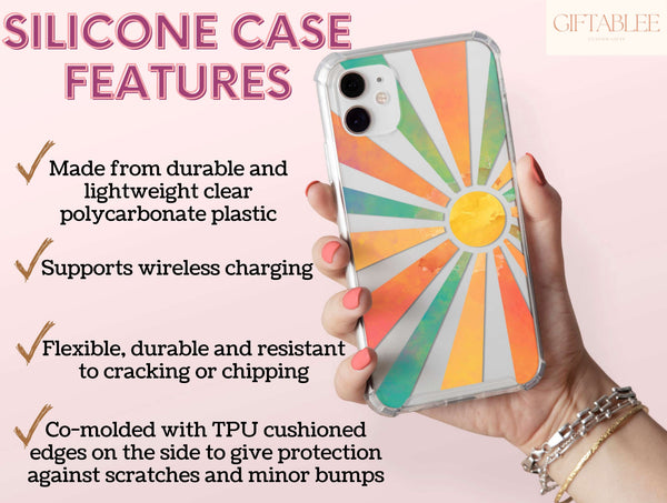 Boho Sun Rays Phone Case – Retro Mid Century Sunshine Design