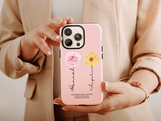 Best Friend Birth Flowers Phone Case, Birth Month Flower Phone Case For Women’s Birthday Gift, Name Phone Case, Custom Bestie Case For Her