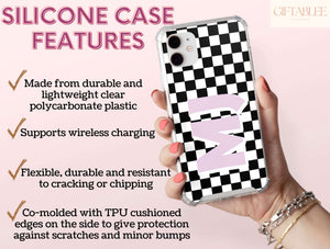 Personalized Checker Board Phone Case – Custom Name, Initials & Retro Y2K Design
