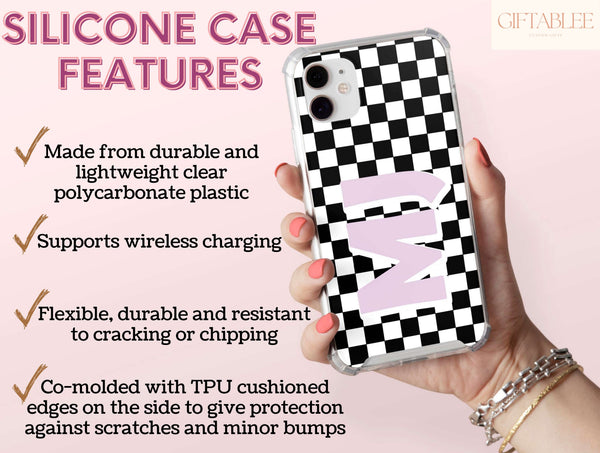 Personalized Checker Board Phone Case – Custom Name, Initials & Retro Y2K Design